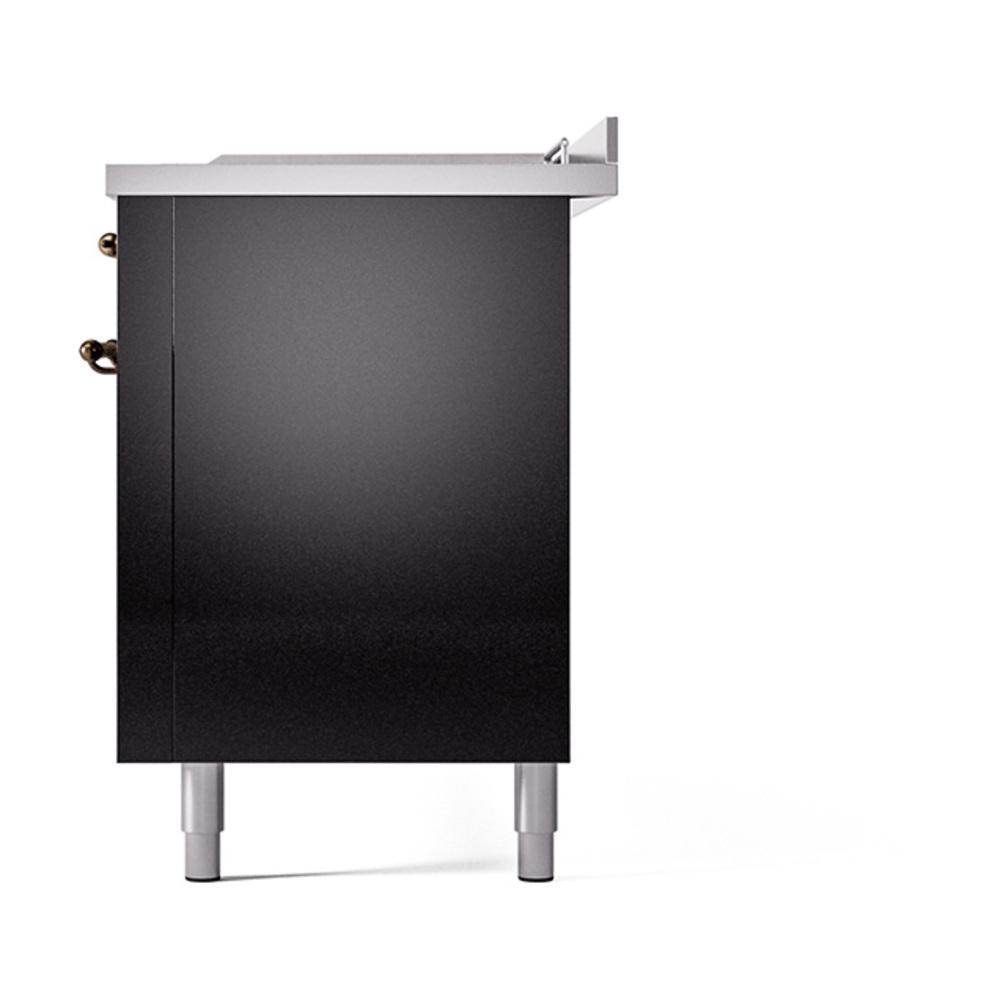 Ilve UN60FSQNMPBKBLP Ilve Un60Fsqnmpbkblp Nostalgie Ii Noblesse 60" Dual Fuel Range (7 Sealed Burners + Griddle + French Top, Liquid Propane, Solid Door, Glossy Black, Burnished)