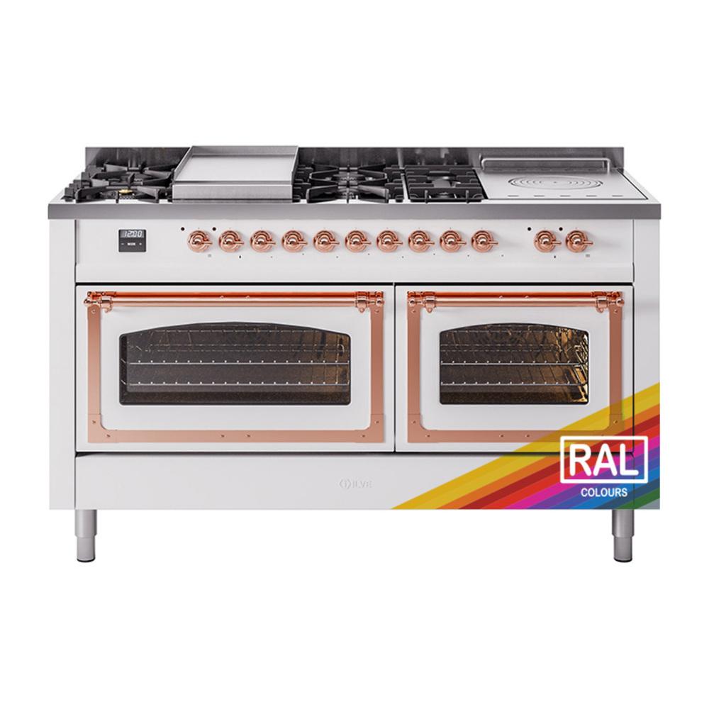 Ilve UN60FSNMPRAP Ilve Un60Fsnmprap Nostalgie Ii Noblesse 60" Dual Fuel Range (7 Sealed Burners + Griddle + French Top, Natural Gas, Triple Glass Door, Ral, Copper)