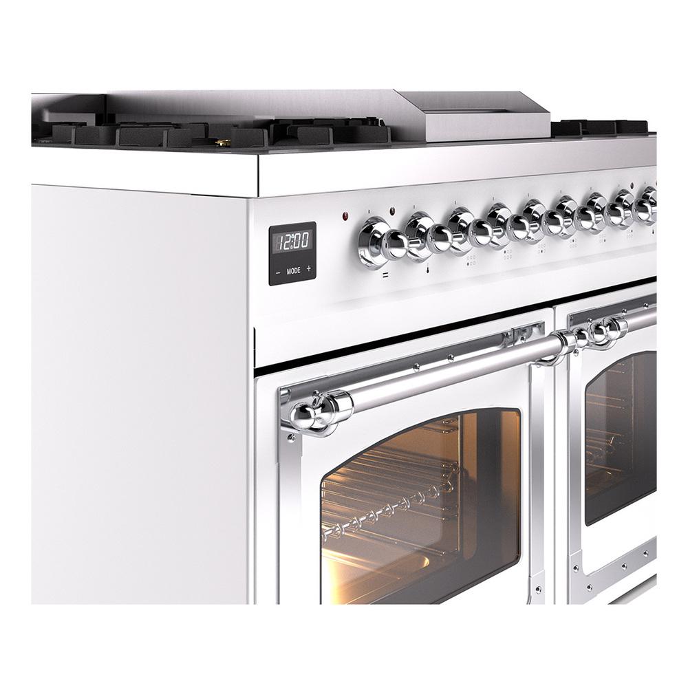 Ilve UND40FNMPWHCLP Ilve Und40Fnmpwhclp Nostalgie Ii Noblesse 40" Dual Fuel Range (Liquid Propane, Triple Glass Door, White, Chrome)