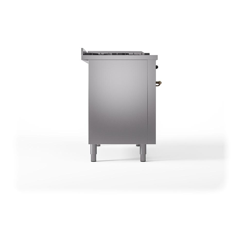 Ilve UN48FSQNMPSSB Ilve Un48Fsqnmpssb Nostalgie Ii Noblesse 48" Dual Fuel Range (5 Sealed Burners + Griddle + French Top, Natural Gas, Solid Door, Stainless Steel, Burnished)