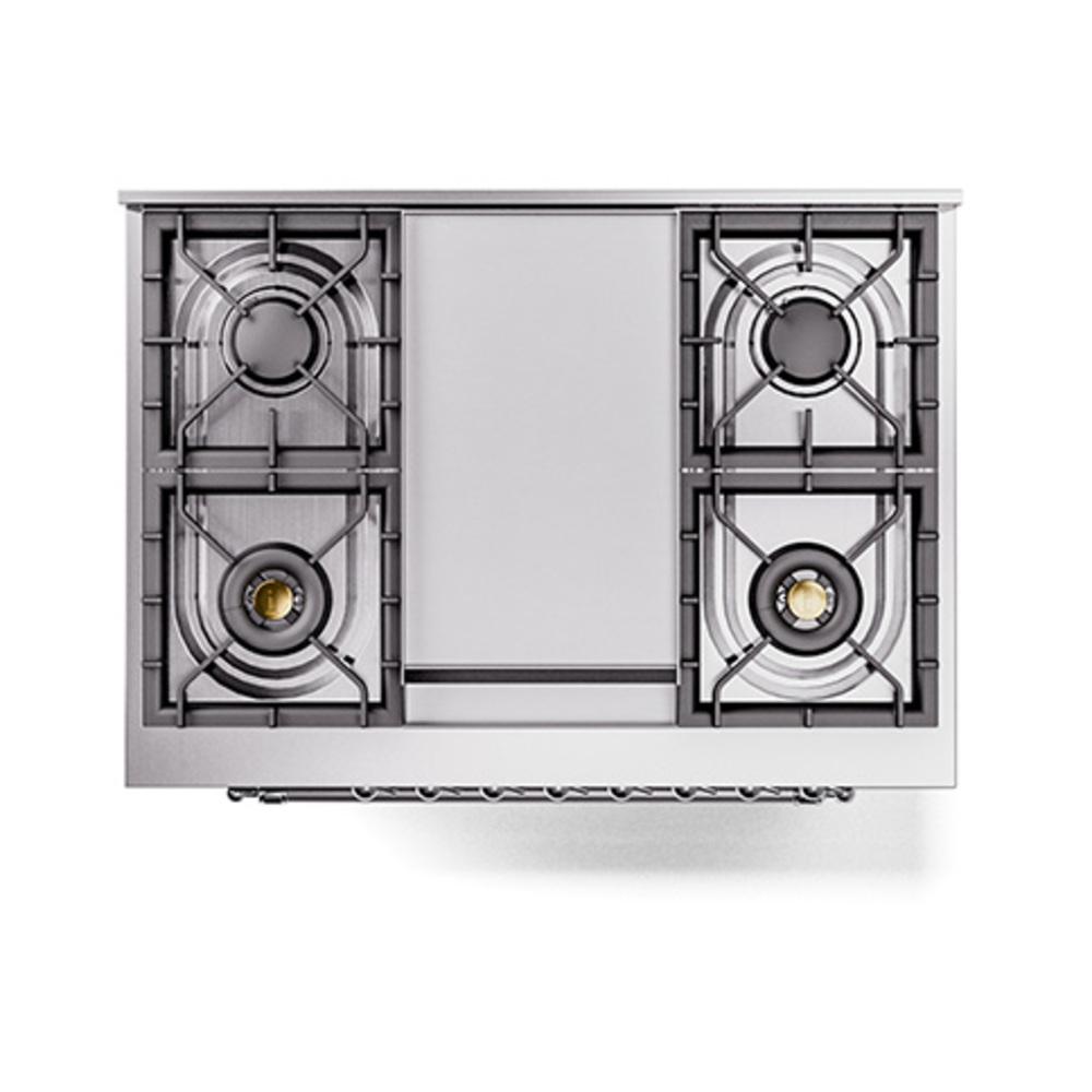 Ilve UN36FQNMPBUCLP Ilve Un36Fqnmpbuclp Nostalgie Ii Noblesse 36" Dual Fuel Range (Liquid Propane, Solid Door, Burgundy, Chrome)