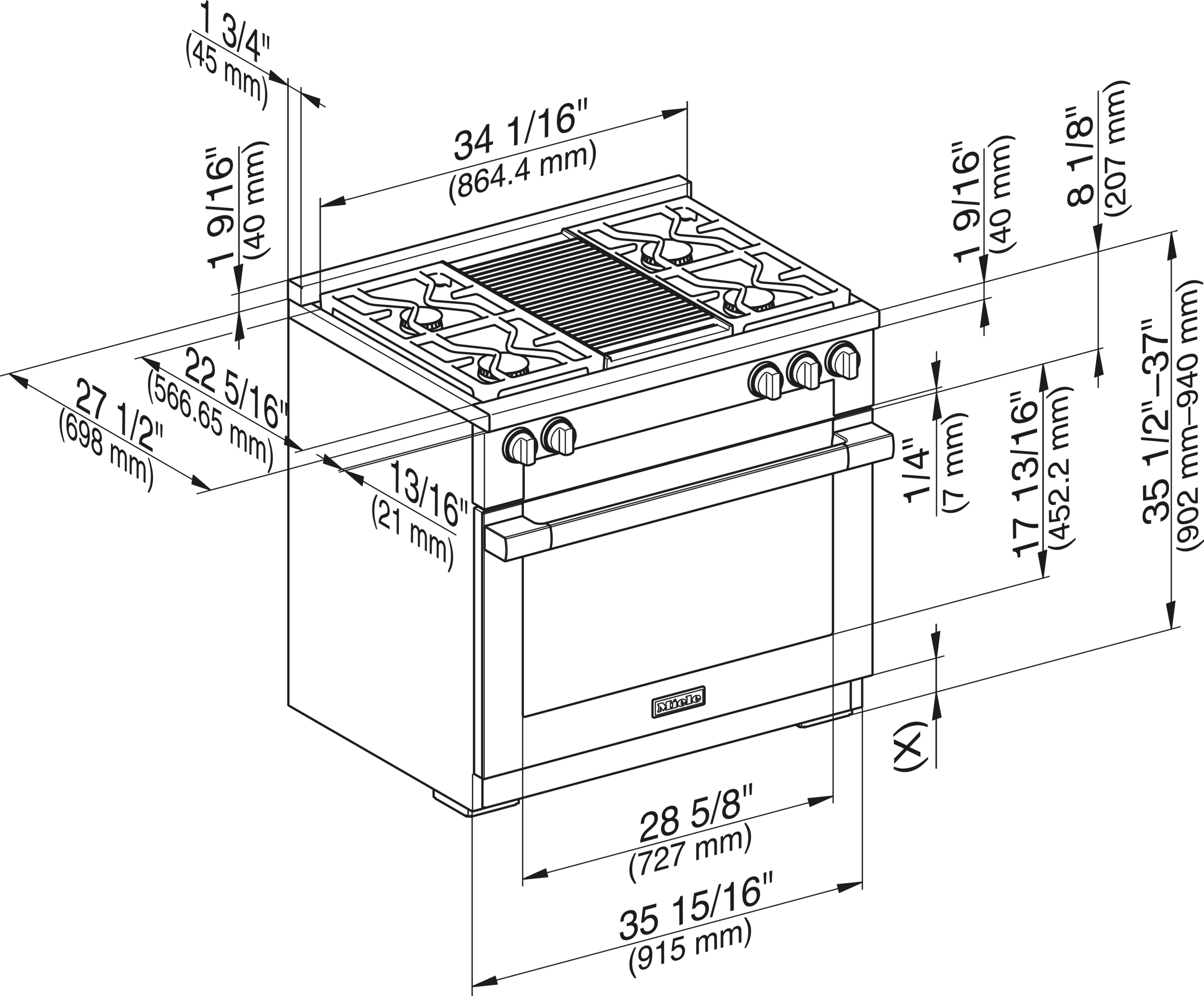 Miele HR19353GDFGR Hr 1935-3 G Df Gr - 36" Range - The Dual Fuel All-Rounder With M Touch For The Highest Demands.
