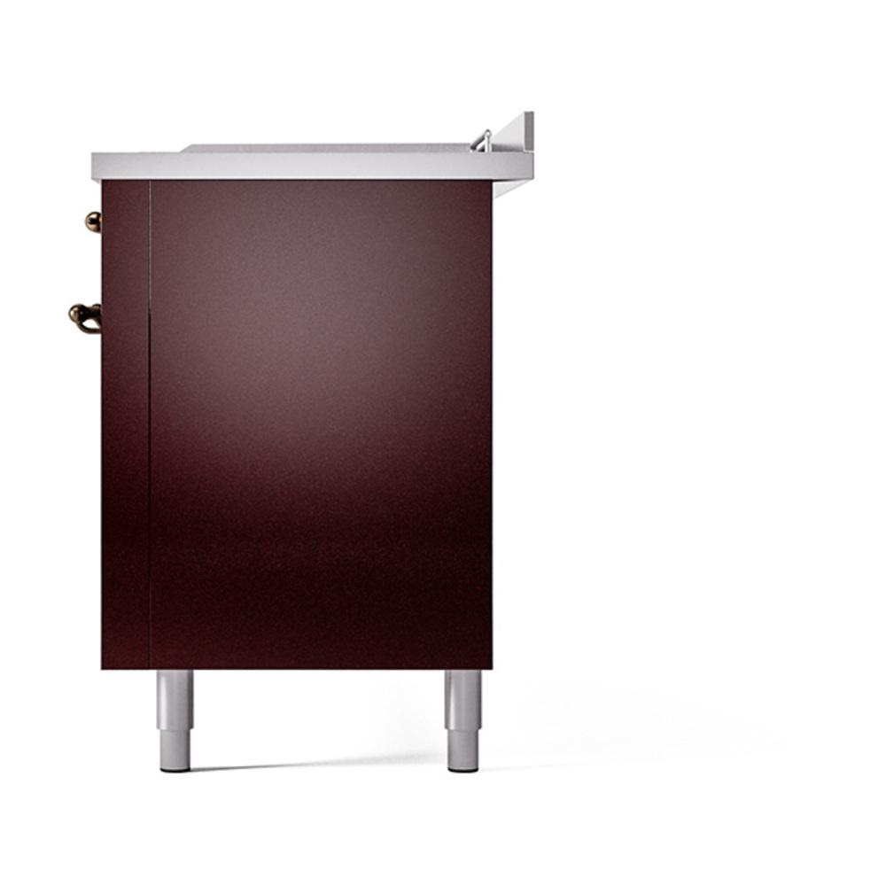 Ilve UN60FSQNMPBUB Ilve Un60Fsqnmpbub Nostalgie Ii Noblesse 60" Dual Fuel Range (7 Sealed Burners + Griddle + French Top, Natural Gas, Solid Door, Burgundy, Burnished)