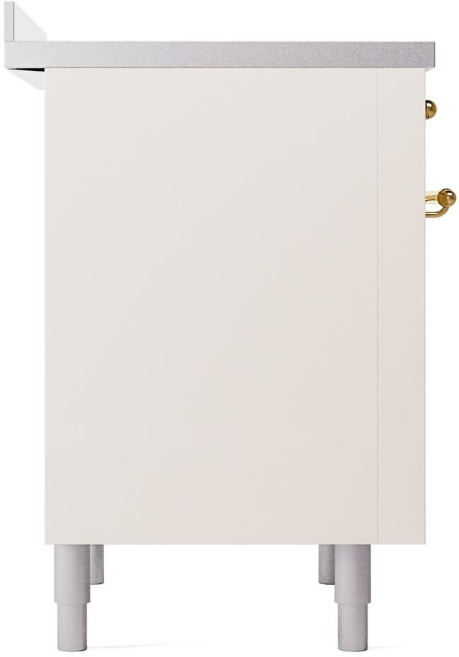 Ilve UPI366NMPAWG Nostalgie Ii 36 Inch Electric Freestanding Range In Antique White With Brass Trim