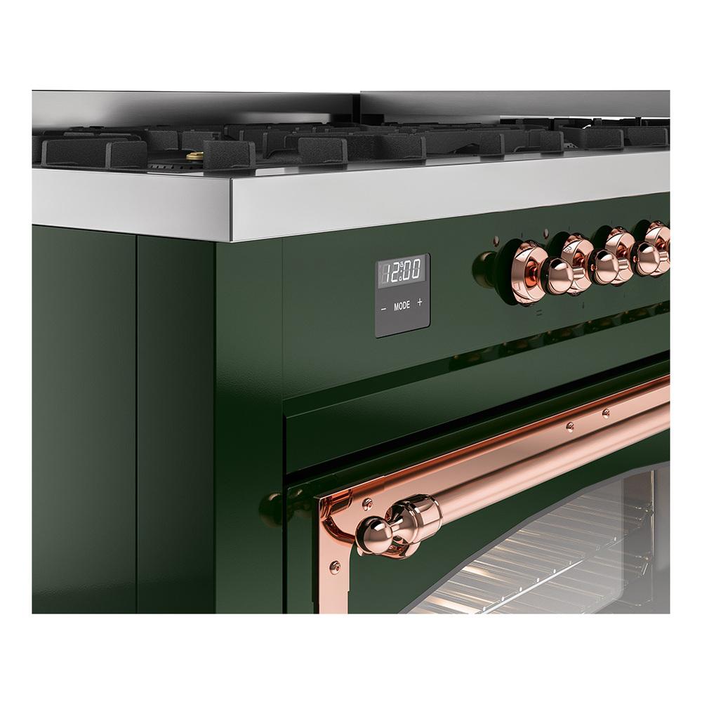 Ilve UN60FNMPEGP Ilve Un60Fnmpegp Nostalgie Ii Noblesse 60" Dual Fuel Range (9 Sealed Burners + Griddle, Natural Gas, Triple Glass Door, Emerald Green, Copper)