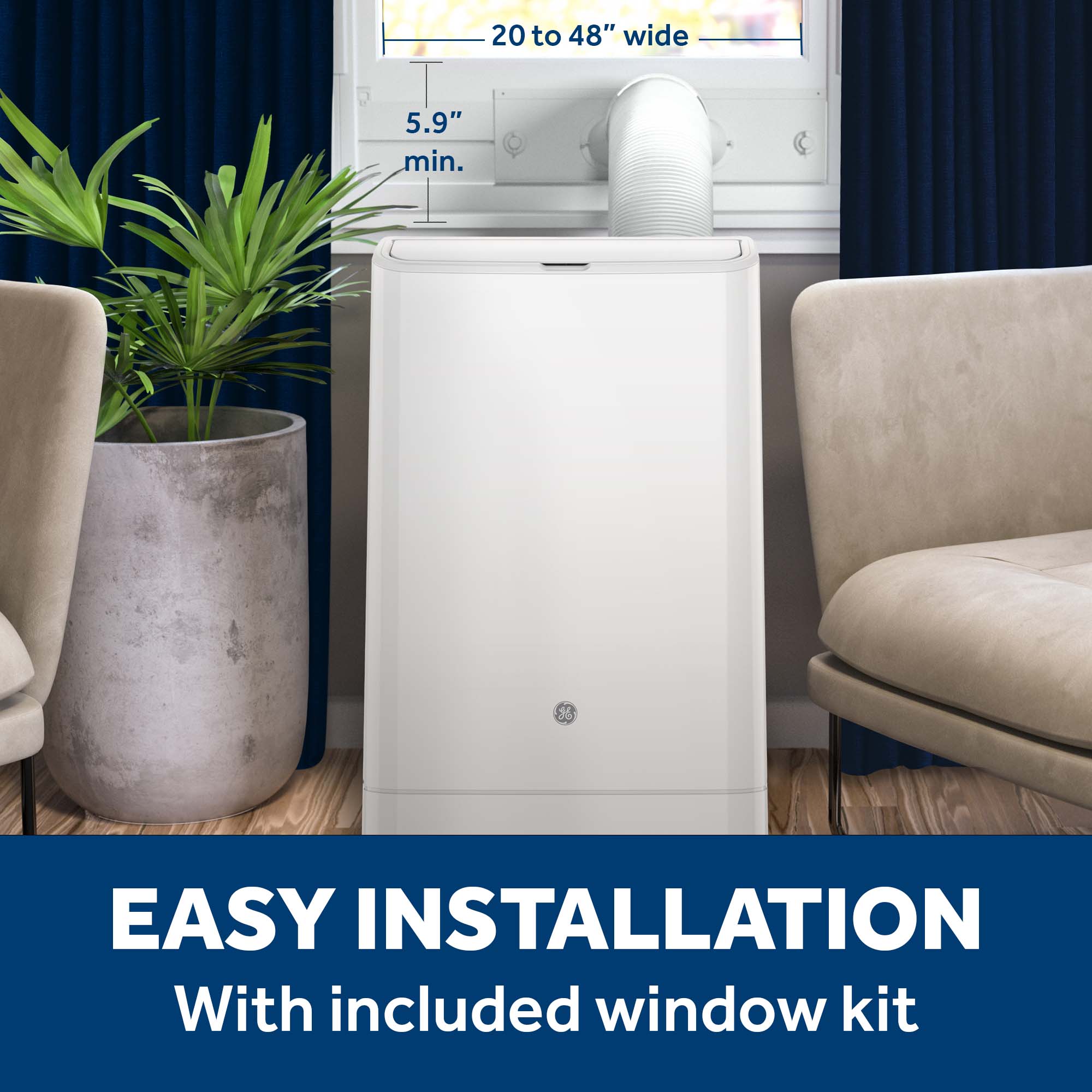 Ge Appliances APLH10WWF Ge® 10,000 Btu Class Smart Heat/Cool Portable Air Conditioner For Medium Rooms Up To 450 Sq Ft. (10,300 Btu Doe)