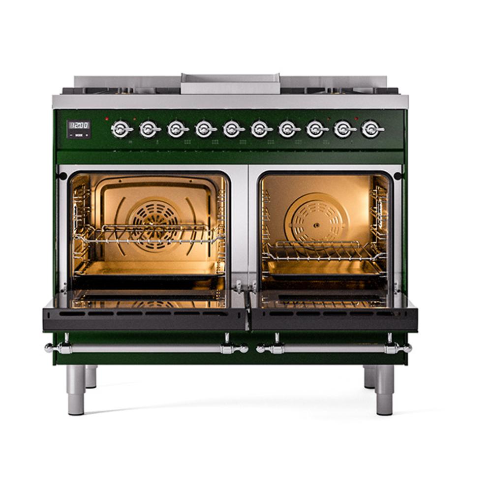 Ilve UND40FNMPEGCLP Ilve Und40Fnmpegclp Nostalgie Ii Noblesse 40" Dual Fuel Range (Liquid Propane, Triple Glass Door, Emerald Green, Chrome)