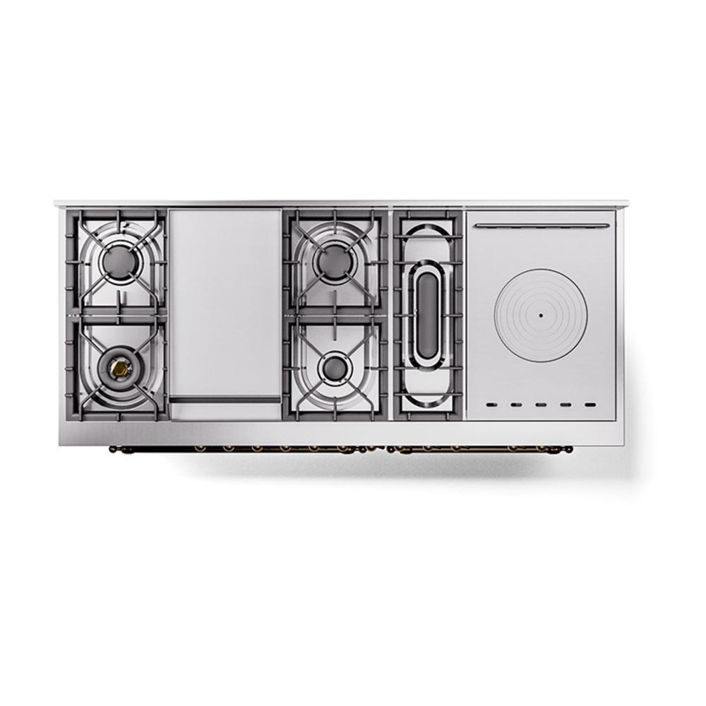 Ilve UN60FSNMPMGB Ilve Un60Fsnmpmgb Nostalgie Ii Noblesse 60" Dual Fuel Range (7 Sealed Burners + Griddle + French Top, Natural Gas, Triple Glass Door, Graphite Matte, Burnished)