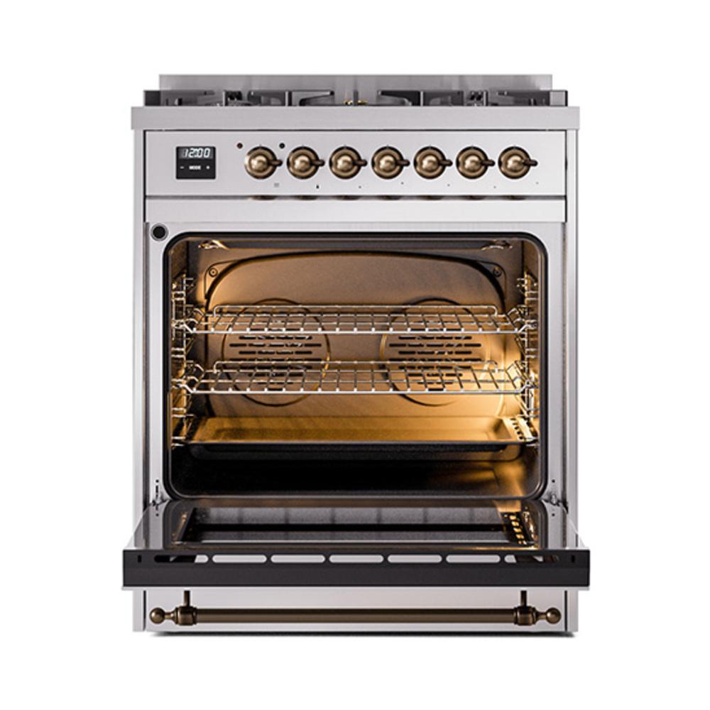 Ilve UN30QNMPRABLP Ilve Un30Qnmprablp Nostalgie Ii Noblesse 30" Dual Fuel Range (Liquid Propane, Solid Door, Ral, Burnished)