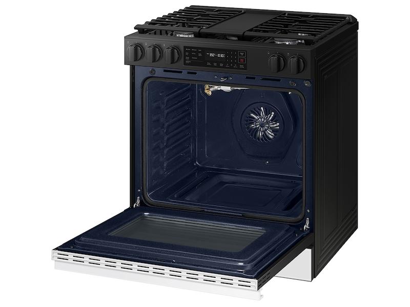 Samsung NSG6DB830012 Bespoke 6.0 Cu. Ft. Smart Slide-In Gas Range With Air Fry & Precision Knobs In White Glass