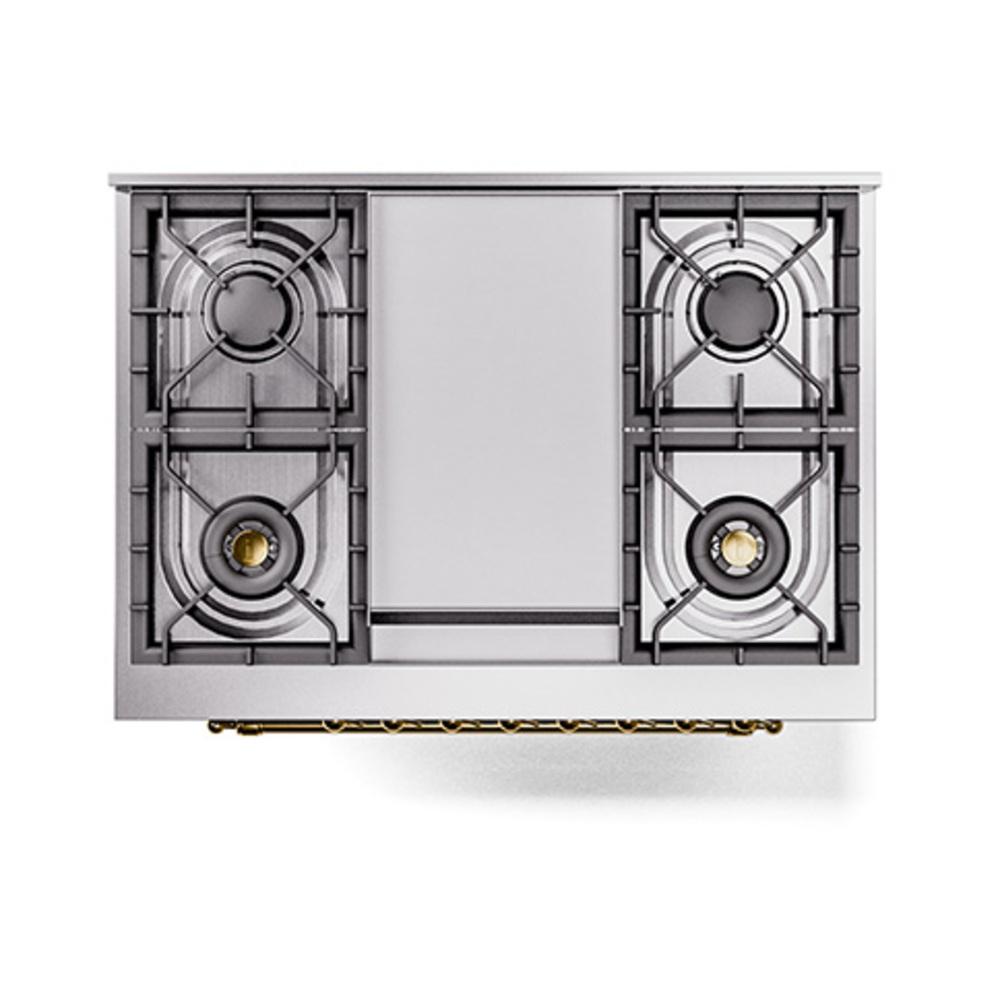 Ilve UN36FNMPMGGLP Ilve Un36Fnmpmgglp Nostalgie Ii Noblesse 36" Dual Fuel Range (Liquid Propane, Triple Glass Door, Graphite Matte, Brass)