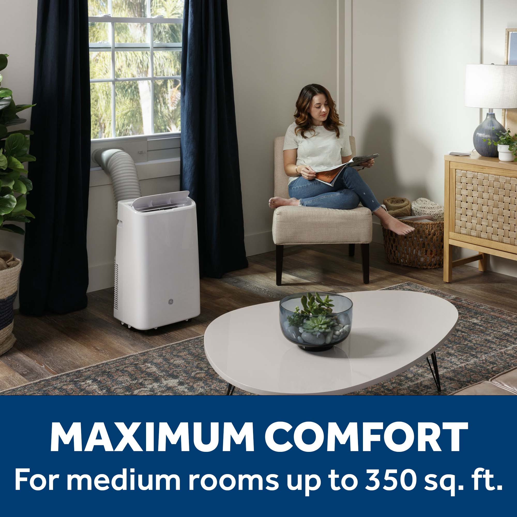 Ge Appliances APLS08WWF Ge® 8,000 Btu Class Smart Portable Air Conditioner For Medium Rooms Up To 350 Sq Ft. (8,100 Btu Doe)