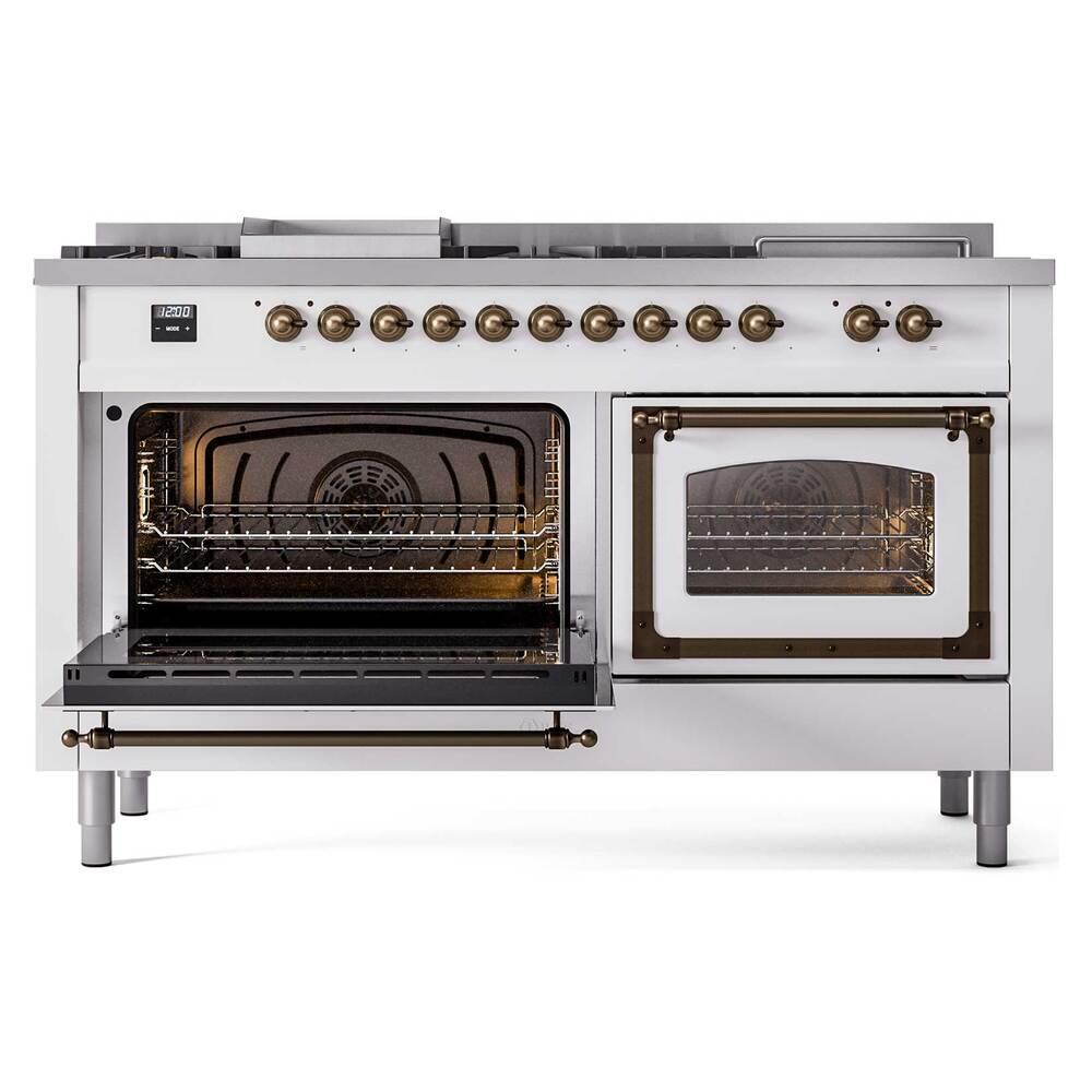 Ilve UN60FSNMPRABLP Ilve Un60Fsnmprablp Nostalgie Ii Noblesse 60" Dual Fuel Range (7 Sealed Burners + Griddle + French Top, Liquid Propane, Triple Glass Door, Ral, Burnished)