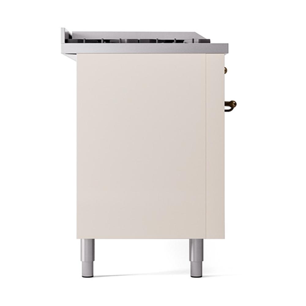Ilve UN60FSQNMPAWBLP Ilve Un60Fsqnmpawblp Nostalgie Ii Noblesse 60" Dual Fuel Range (7 Sealed Burners + Griddle + French Top, Liquid Propane, Solid Door, Antique White, Burnished)