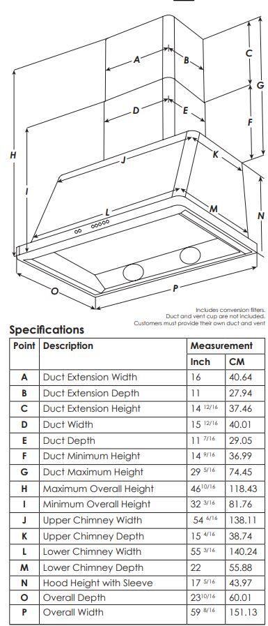 Ilve UAM150BK Majestic 60 Inch Glossy Black Wall Mount Range Hood