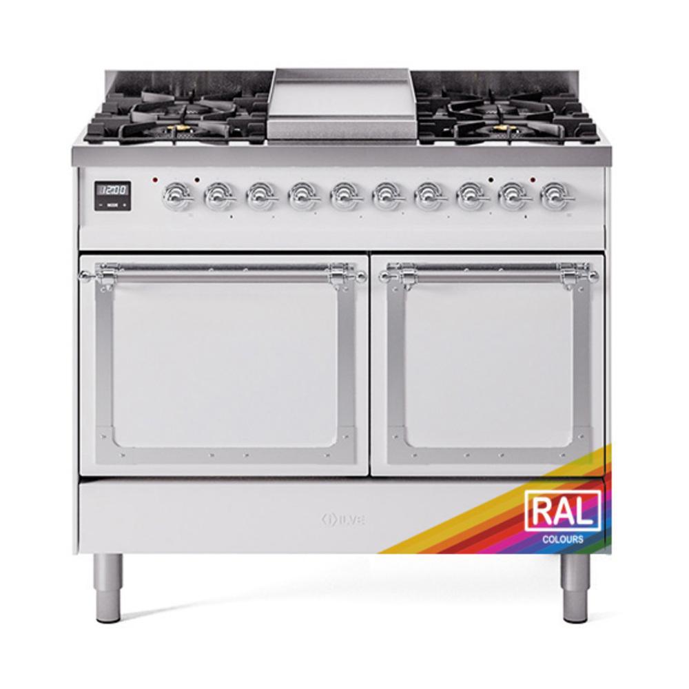 Ilve UND40FQNMPRAC Ilve Und40Fqnmprac Nostalgie Ii Noblesse 40" Dual Fuel Range (Natural Gas, Solid Door, Ral, Chrome)