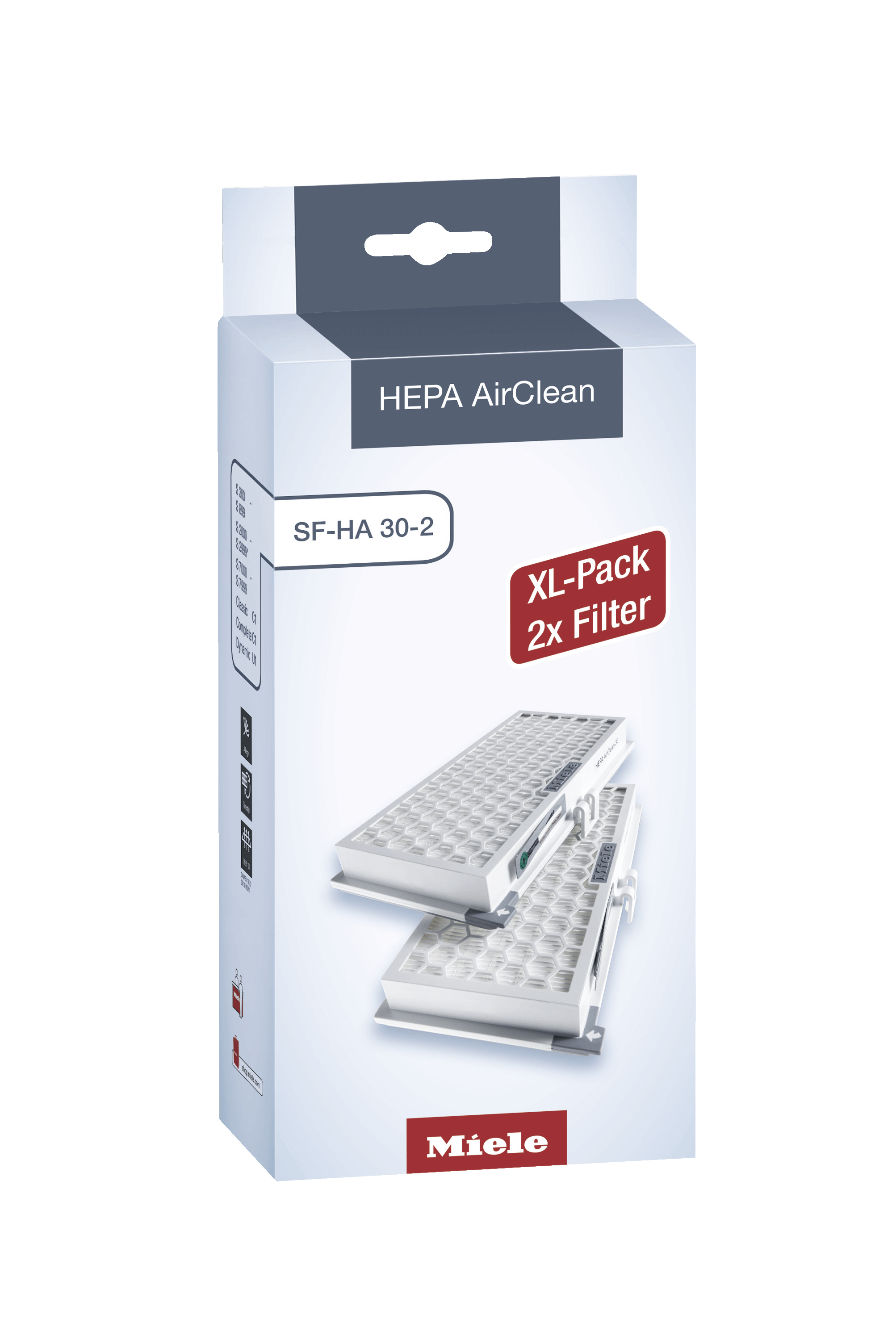 Miele SFHA302 Xl Pack Hepa Airclean Filter - Twin Pack - For Two Years Of Clean Air