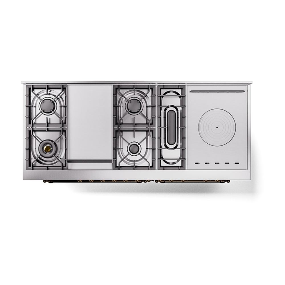 Ilve UN60FSNMPBKB Ilve Un60Fsnmpbkb Nostalgie Ii Noblesse 60" Dual Fuel Range (7 Sealed Burners + Griddle + French Top, Natural Gas, Triple Glass Door, Glossy Black, Burnished)