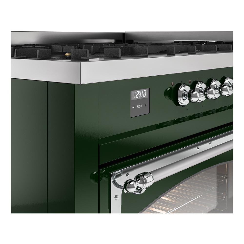 Ilve UN60FNMPEGCLP Ilve Un60Fnmpegclp Nostalgie Ii Noblesse 60" Dual Fuel Range (9 Sealed Burners + Griddle, Liquid Propane, Triple Glass Door, Emerald Green, Chrome)