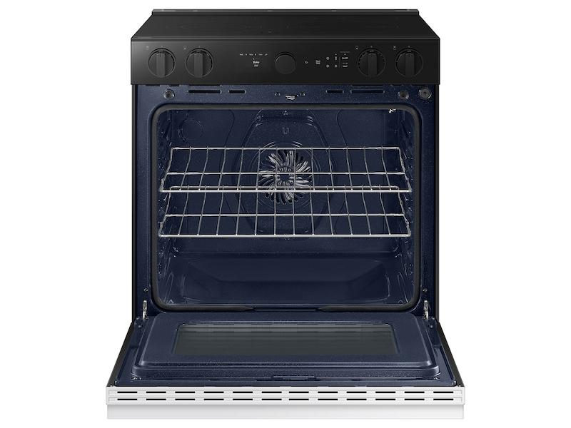 Samsung NSE6DB870012 Bespoke 6.3 Cu. Ft. Smart Slide-In Electric Range With Smart Oven Camera & Illuminated Precision Knobs In White Glass