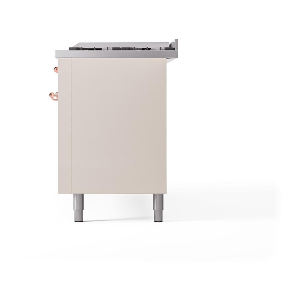 Ilve UN60FQNMPAWP Ilve Un60Fqnmpawp Nostalgie Ii Noblesse 60" Dual Fuel Range (9 Sealed Burners + Griddle, Natural Gas, Solid Door, Antique White, Copper)