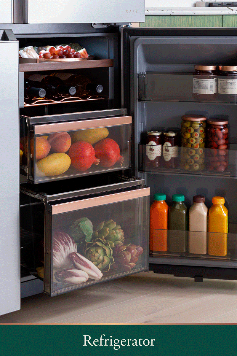 Cafe CHE23DM5WS5 Café™ Energy Star® 22.9 Cu. Ft. Smart Counter-Depth Quad-Door Refrigerator In Platinum Glass With Dual-Dispense Autofill Pitcher