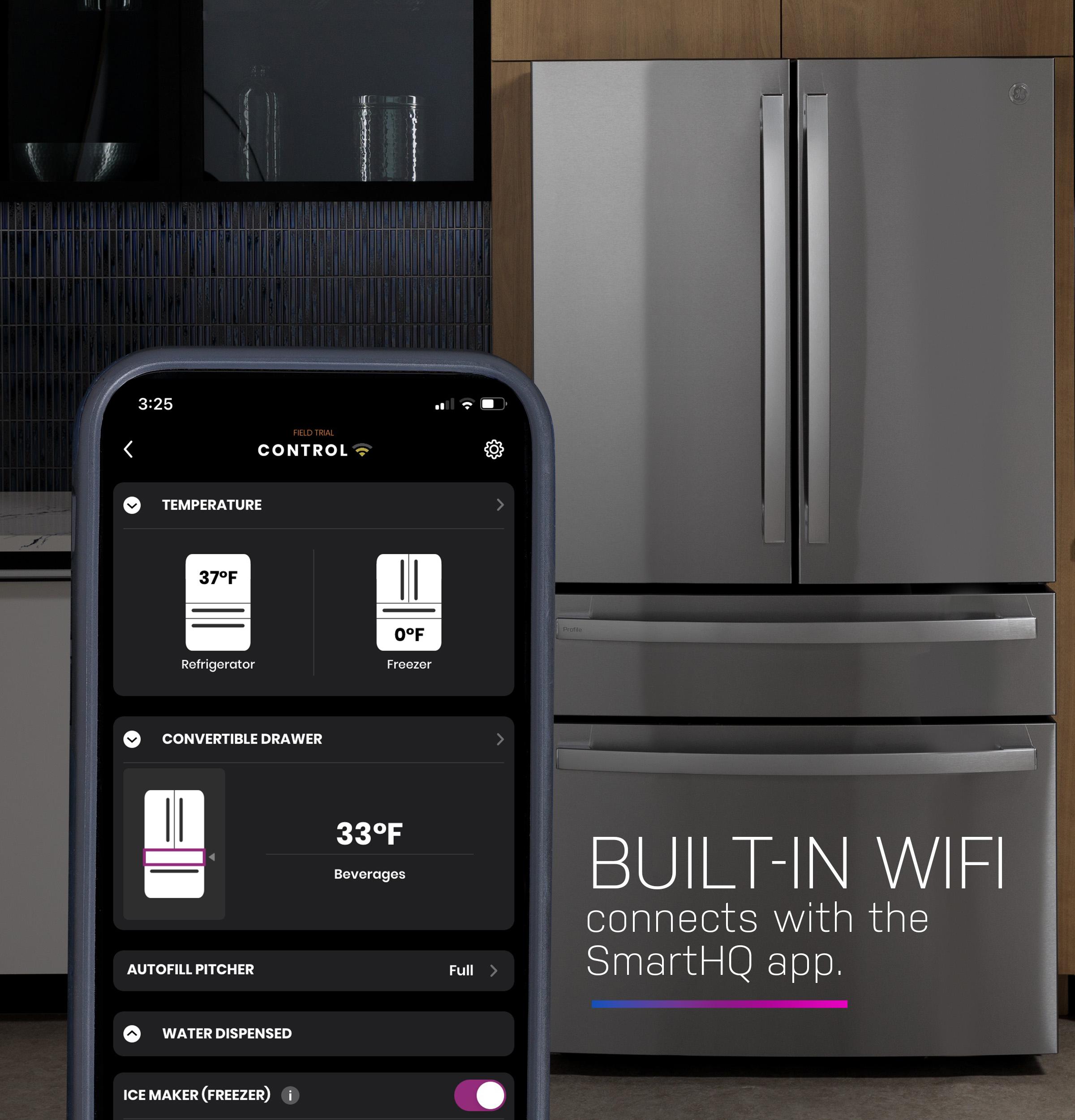 Ge Appliances PJD23BYWFS Ge Profile™ Energy Star® 23.3 Cu. Ft. Smart Counter-Depth Fingerprint Resistant 4-Door French-Door Refrigerator With Door In Door