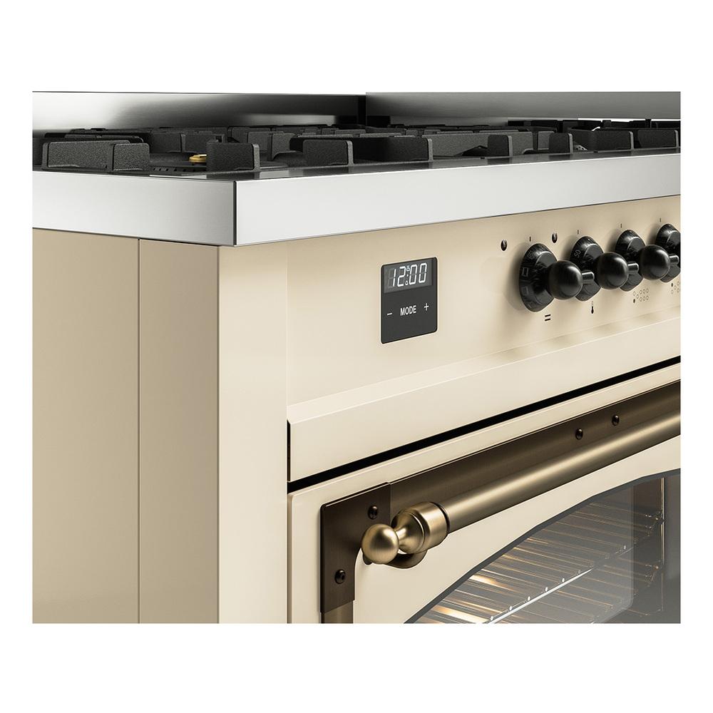 Ilve UN60FNMPAWB Ilve Un60Fnmpawb Nostalgie Ii Noblesse 60" Dual Fuel Range (9 Sealed Burners + Griddle, Natural Gas, Triple Glass Door, Antique White, Burnished)