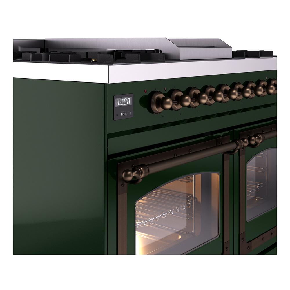 Ilve UND40FNMPEGBLP Ilve Und40Fnmpegblp Nostalgie Ii Noblesse 40" Dual Fuel Range (Liquid Propane, Triple Glass Door, Emerald Green, Burnished)