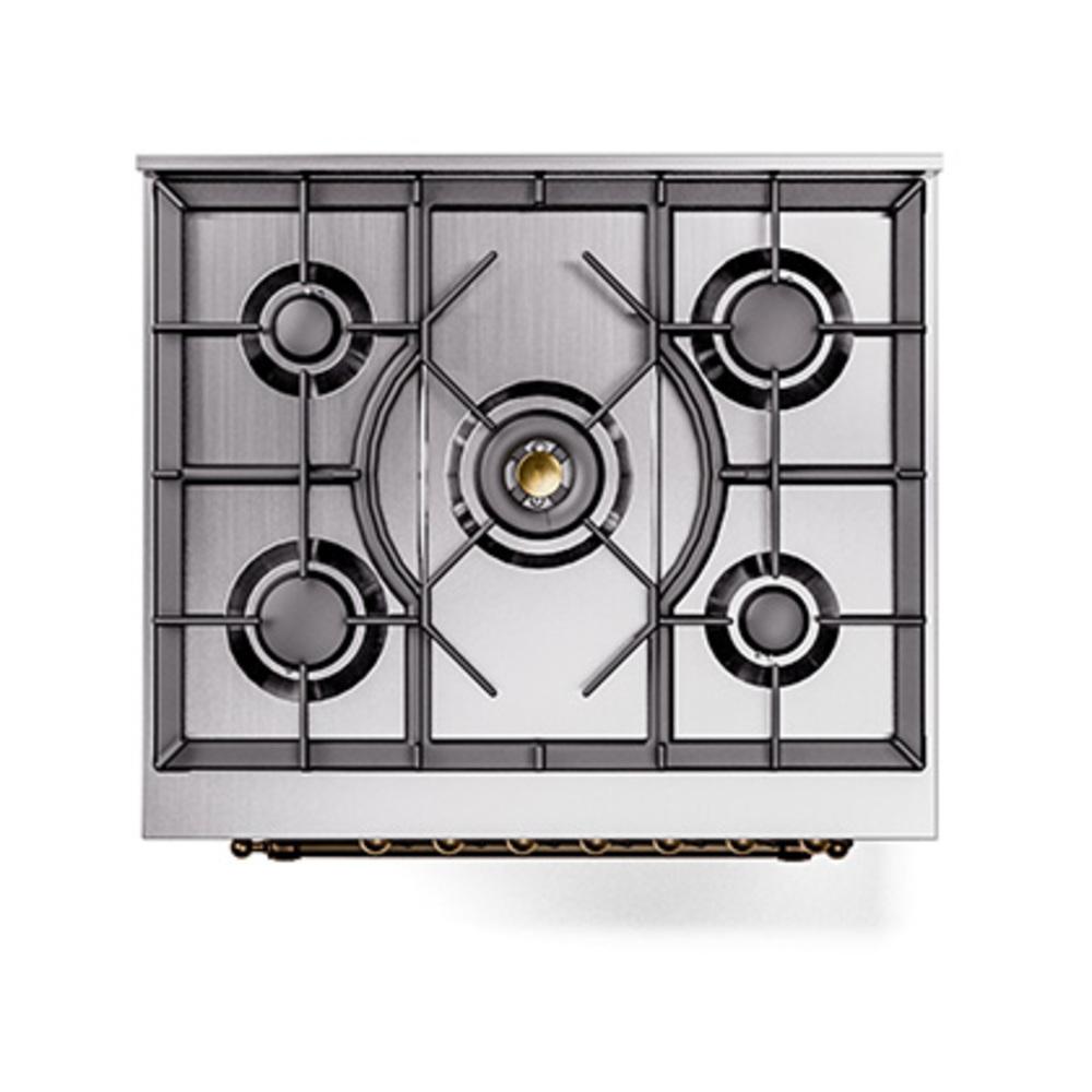 Ilve UN30NMPAWBLP Ilve Un30Nmpawblp Nostalgie Ii Noblesse 30" Dual Fuel Range (Liquid Propane, Triple Glass Door, Antique White, Burnished)