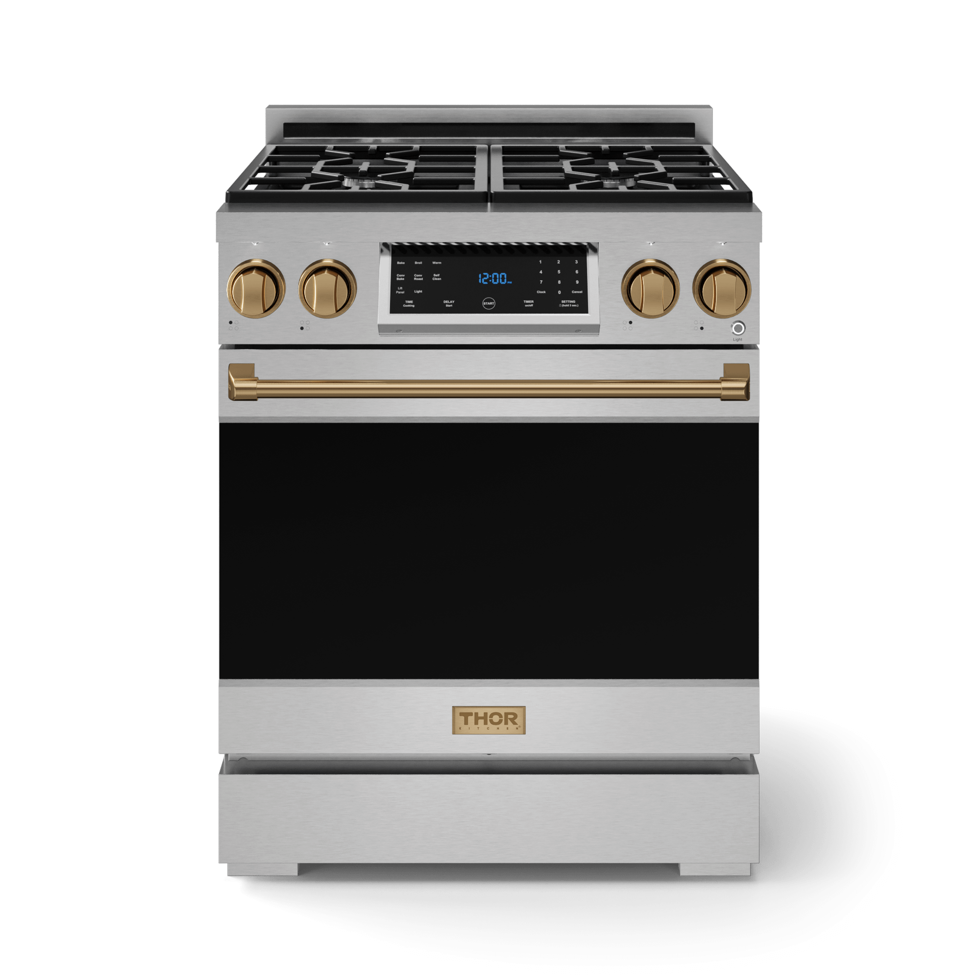 Thor Kitchen RSG30BRZ 30 Inch Professional Gas Range With Tilt Panel Touch Control In Stainless Steel/Bronze Gordon Ramsay Series - Rsg30-Brz