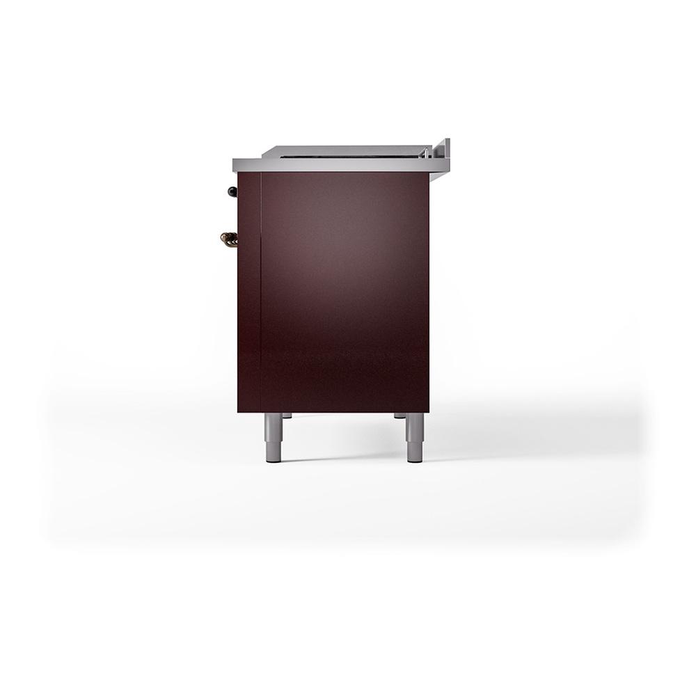 Ilve UN48FSQNMPBUBLP Ilve Un48Fsqnmpbublp Nostalgie Ii Noblesse 48" Dual Fuel Range (5 Sealed Burners + Griddle + French Top, Liquid Propane, Solid Door, Burgundy, Burnished)