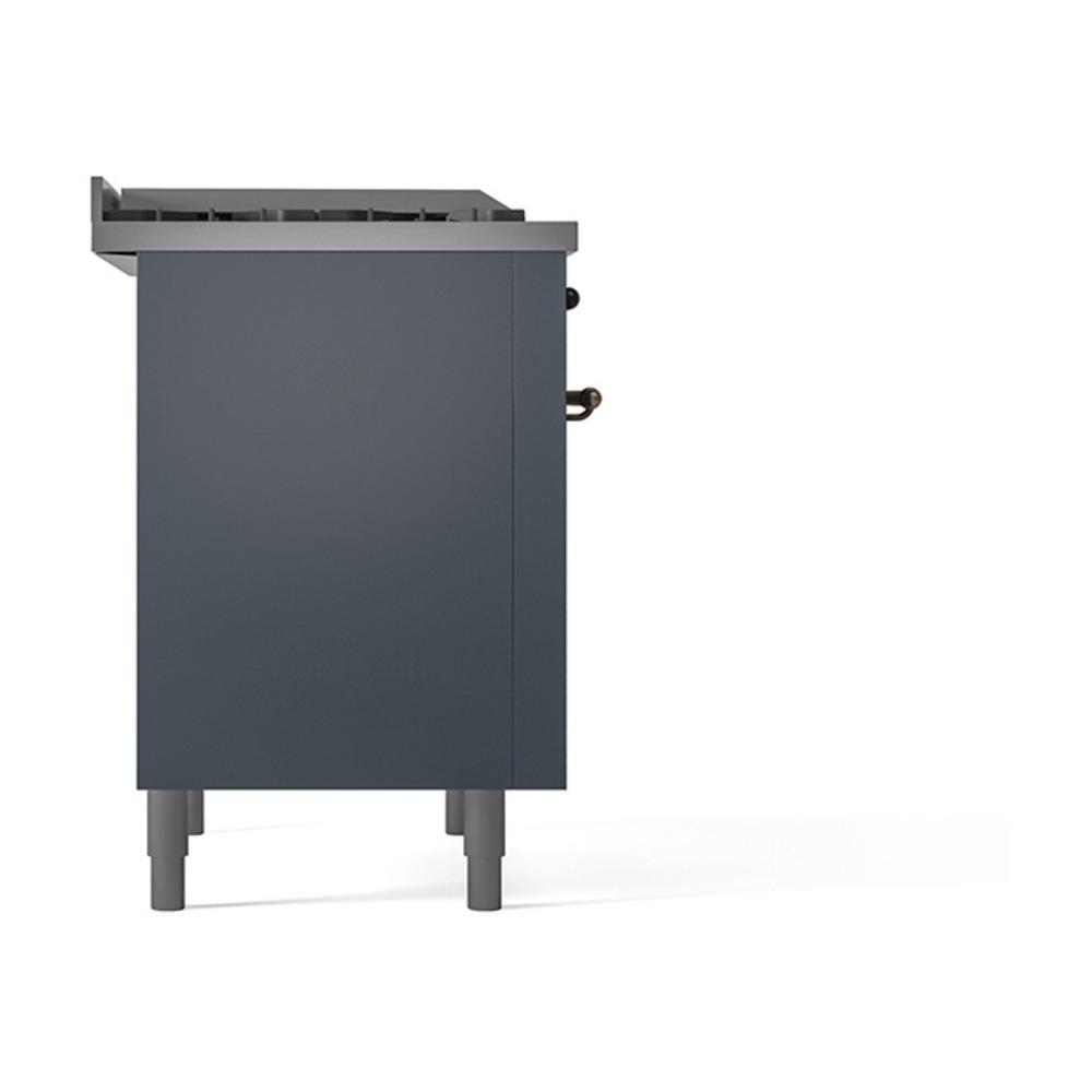 Ilve UN36FQNMPBGBLP Ilve Un36Fqnmpbgblp Nostalgie Ii Noblesse 36" Dual Fuel Range (Liquid Propane, Solid Door, Blue Grey, Burnished)