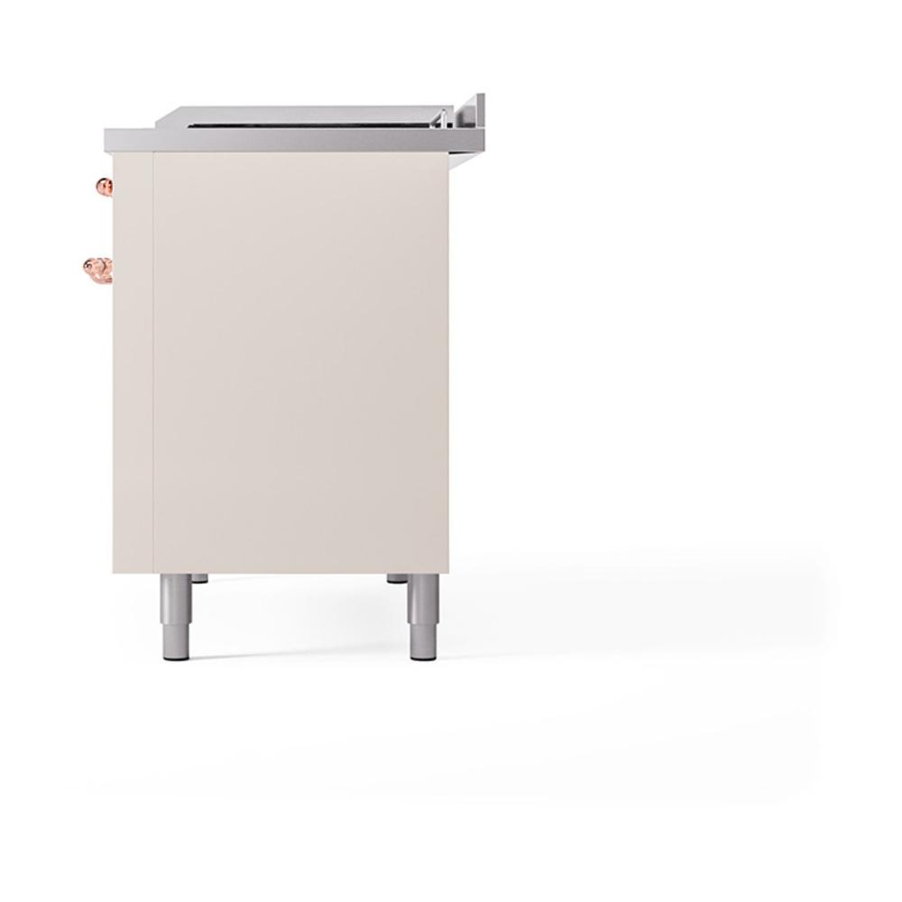 Ilve UN48FQNMPAWPLP Ilve Un48Fqnmpawplp Nostalgie Ii Noblesse 48" Dual Fuel Range (8 Sealed Burners + Griddle, Liquid Propane, Solid Door, Antique White, Copper)