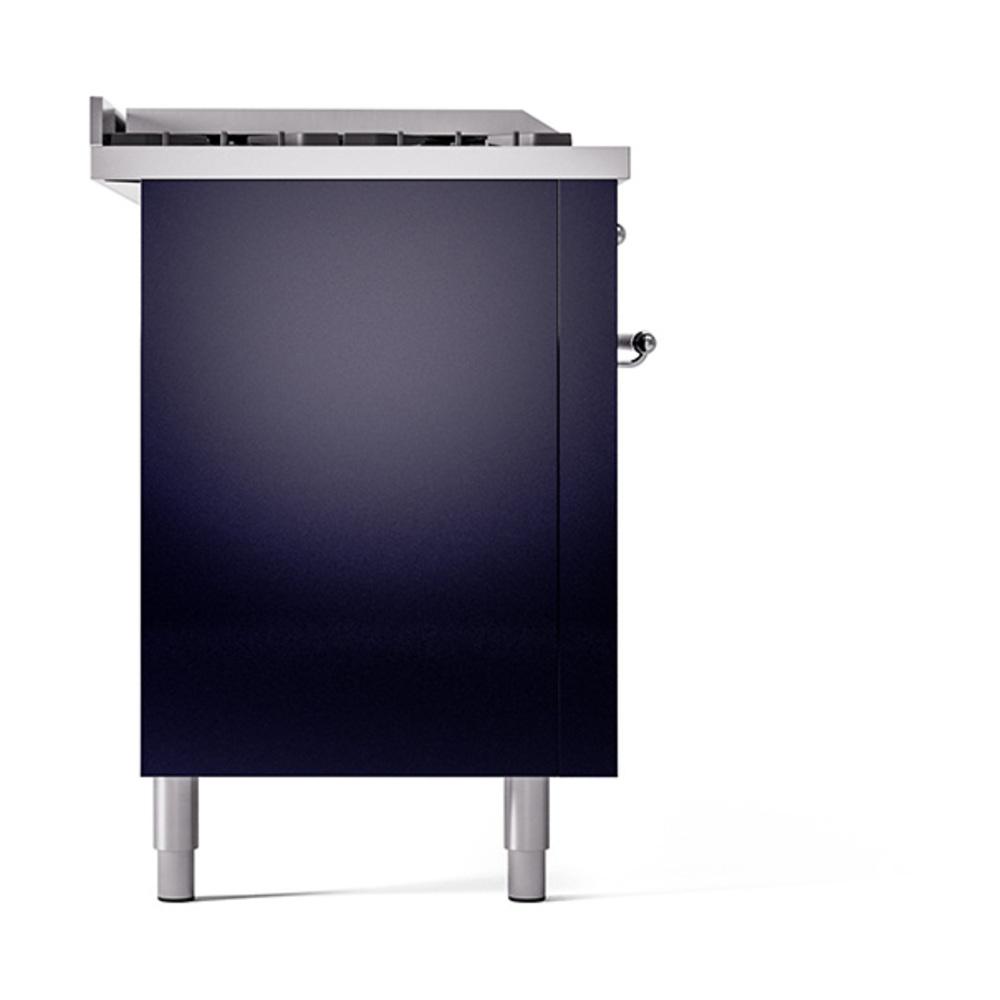Ilve UN60FSQNMPMBC Ilve Un60Fsqnmpmbc Nostalgie Ii Noblesse 60" Dual Fuel Range (7 Sealed Burners + Griddle + French Top, Natural Gas, Solid Door, Midnight Blue, Chrome)