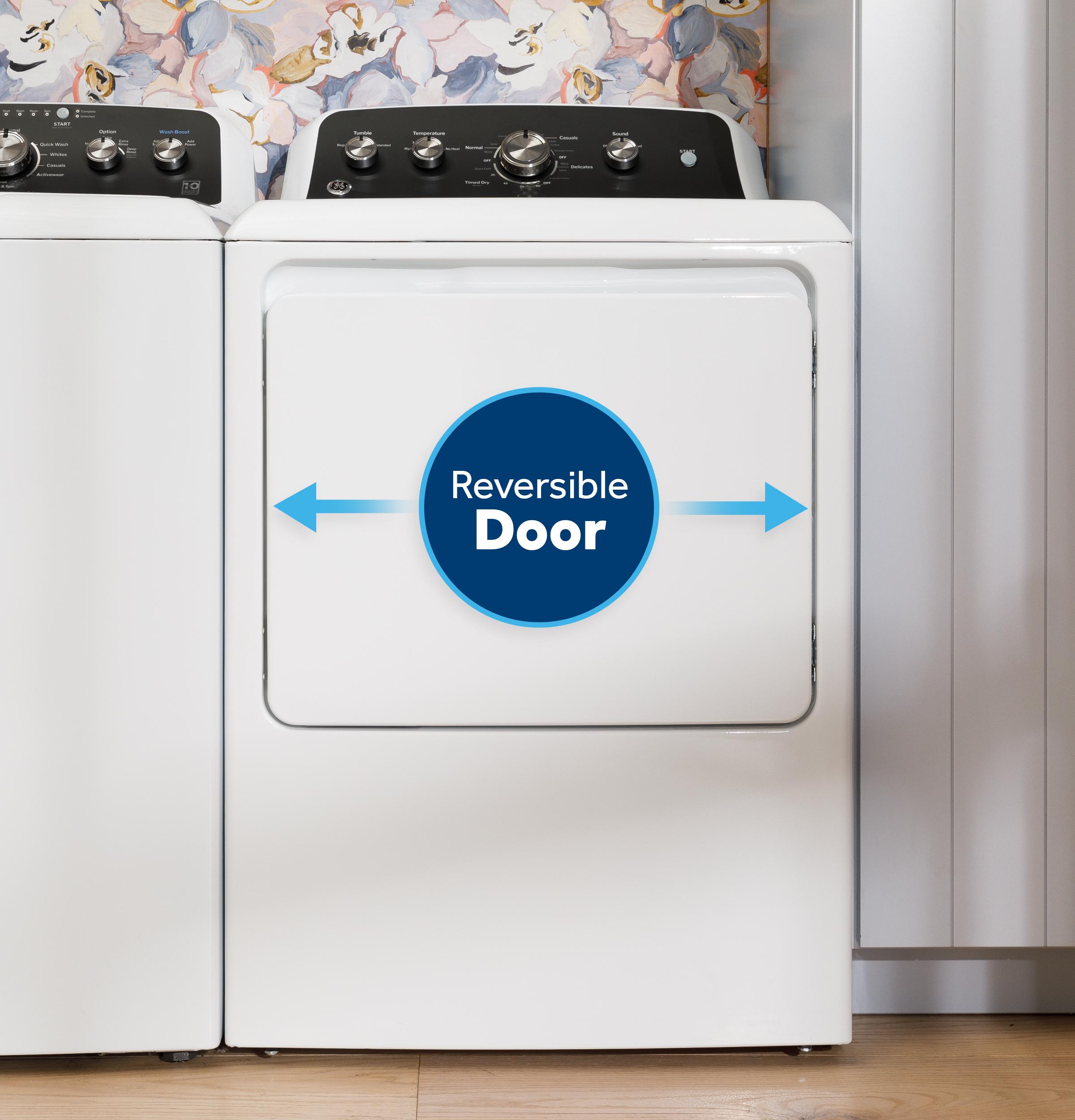 Ge Appliances GTD38EASWWS Ge® 7.2 Cu. Ft. Capacity Electric Dryer With Up To 120 Ft. Venting​ And Reversible Door​