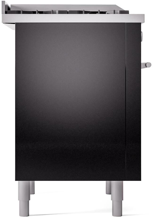 Ilve UP36FWMPBKLP Professional Plus Ii 36 Inch Dual Fuel Liquid Propane Freestanding Range In Glossy Black With Trim