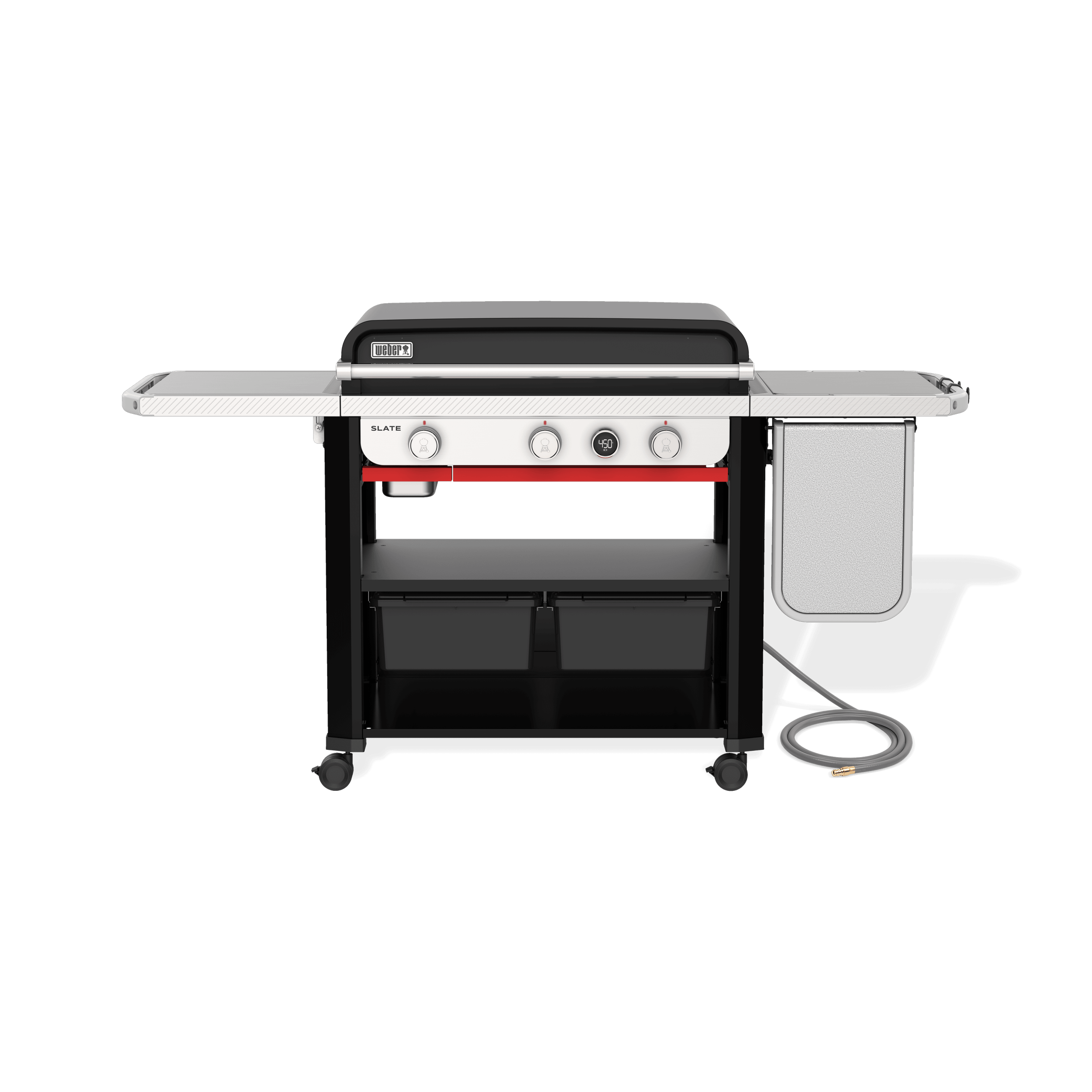 Weber 1500420 Slate™ 30" Rust-Resistant Griddle With Extendable Side Table (Natural Gas) - Black