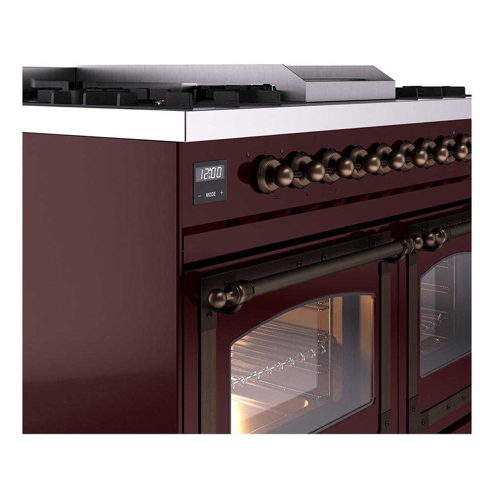 Ilve UND40FNMPBUBLP Ilve Und40Fnmpbublp Nostalgie Ii Noblesse 40" Dual Fuel Range (Liquid Propane, Triple Glass Door, Burgundy, Burnished)