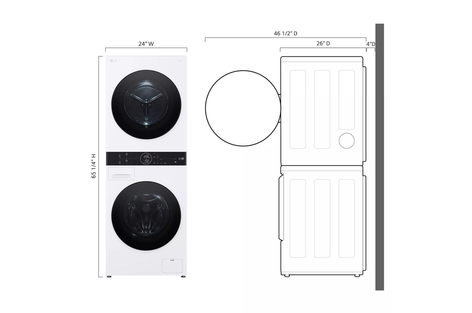 Lg WKHC152HWA Compact Single Unit Lg Washtower™ With Center Control™ 2.4 Cu.Ft. Front Load Washer And 4.2 Cu.Ft. Electric Ventless Heatpump™ Dryer