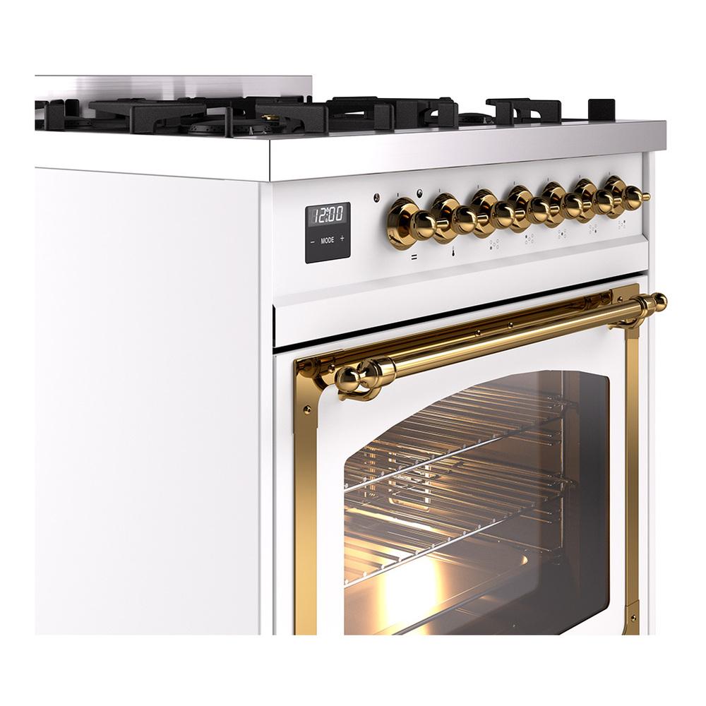 Ilve UN30NMPRAG Ilve Un30Nmprag Nostalgie Ii Noblesse 30" Dual Fuel Range (Natural Gas, Triple Glass Door, Ral, Brass)