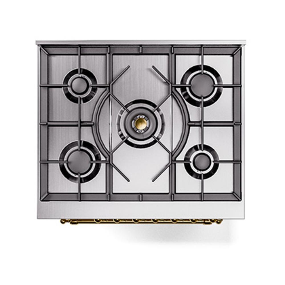 Ilve UN30NMPAWGLP Ilve Un30Nmpawglp Nostalgie Ii Noblesse 30" Dual Fuel Range (Liquid Propane, Triple Glass Door, Antique White, Brass)