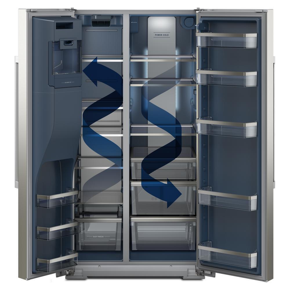 Maytag MRSF6636RZ 36-Inch Wide Full-Depth Side-By-Side Refrigerator With Arctic Blue Interior - 28.3 Cu. Ft.