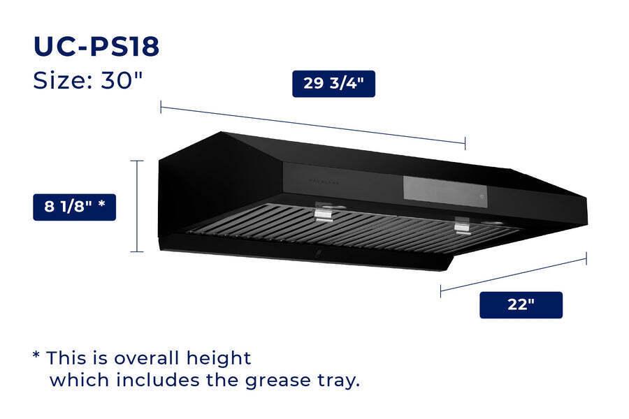 Hauslane UCPS18BLK30 Hauslane Chef 30-In Ducted Matte Black Undercabinet Range Hood
