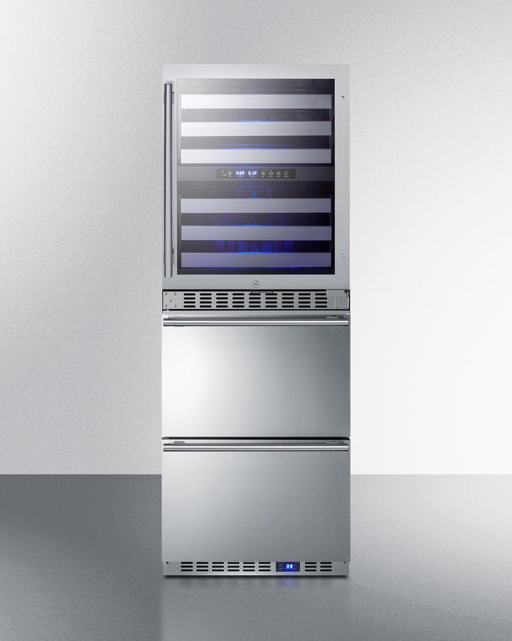 Summit SWCDAR24 24" Wide Combination Dual-Zone Wine Cellar And 2-Drawer All-Refrigerator