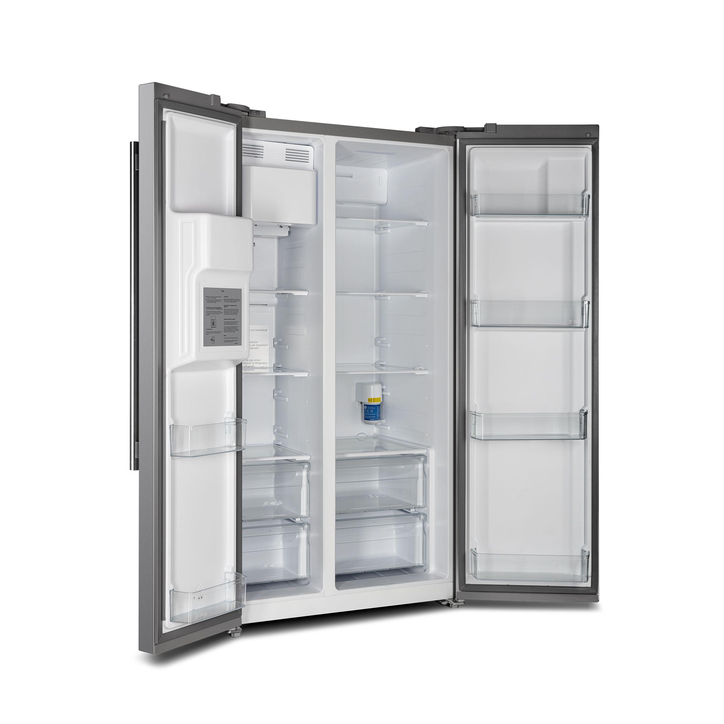 Forno FFRBI184440SG Salerno 36" Side By Side 20 Cu.Ft Stainless Steel Refrigerator With Ice Maker & Decorative Grill