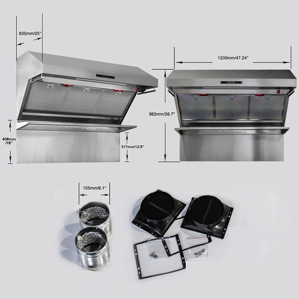 Forno FRHWM502948HB Savona - 48" Wall Mount Range Hood With Hybrid Filters & Back Splash