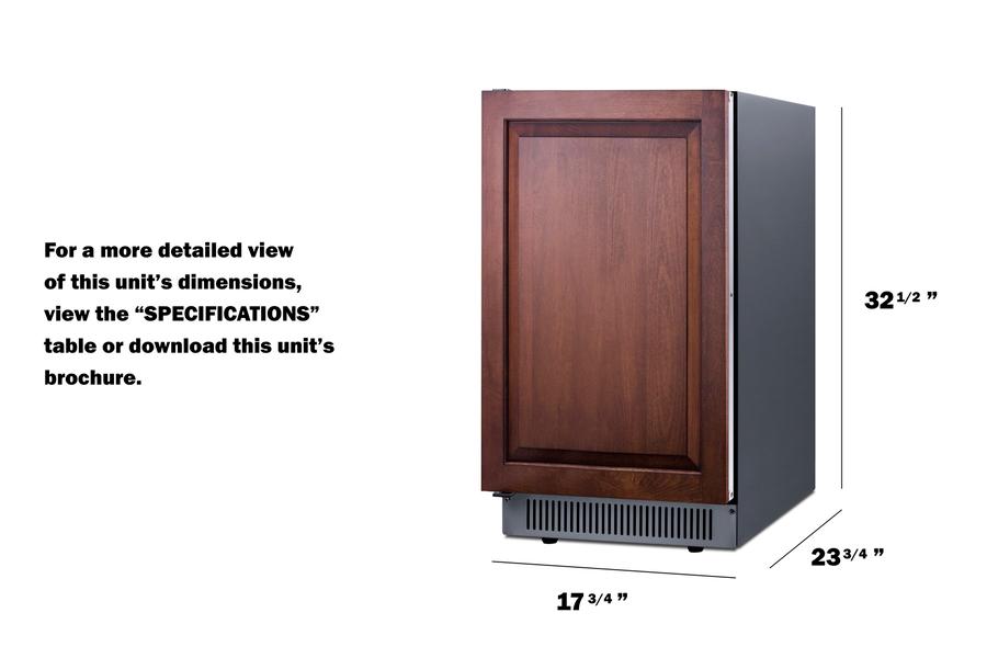 Summit BIM182ADAIFLHD 18" Wide Clear Icemaker, Ada Compliant (Panel Not Included)