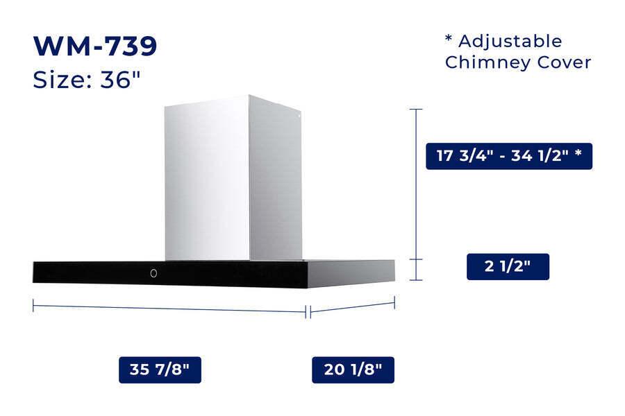 Hauslane WM739SS36 Hauslane Chef 36-In Convertible Stainless Steel Wall-Mounted Range Hood
