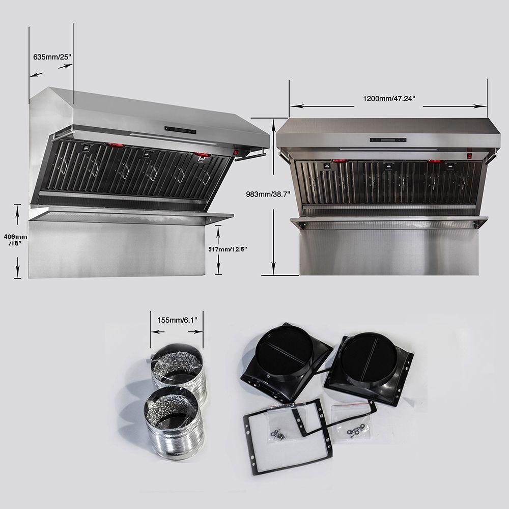 Forno FRHWM502948 Savona - 48" Wall Mount Range Hood Baffle Filter & Back Splash